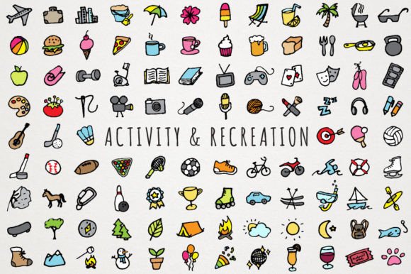 102 Activity and Recreation Icons: A Designer's Toolkit for Dynamic Projects