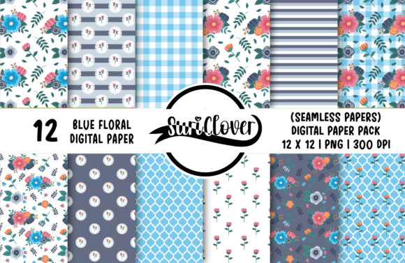 Blue Floral Digital Paper: Fresh Spring Designs for Your Projects