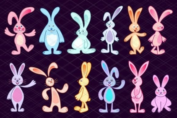 Bunny Cartoon Illustrations: A Versatile Vector Set for Every Creator