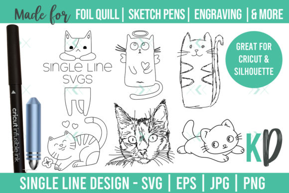 Cats Single Line SVG: Elevate Your Foil Quill and Marker Projects