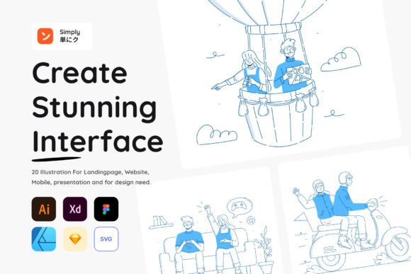 Elevate Your Projects with Simply - 20 People Activity Illustration